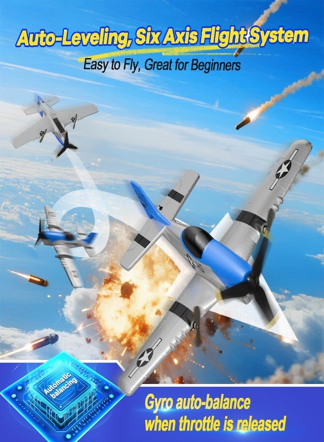 AIGIMU RC Airplane, 2.4GHz RC Plane for Kids Beginners Boys, 3CH Remote Control Airplane with 6-axis Gyro P51 Remote Control Plane - Image 4